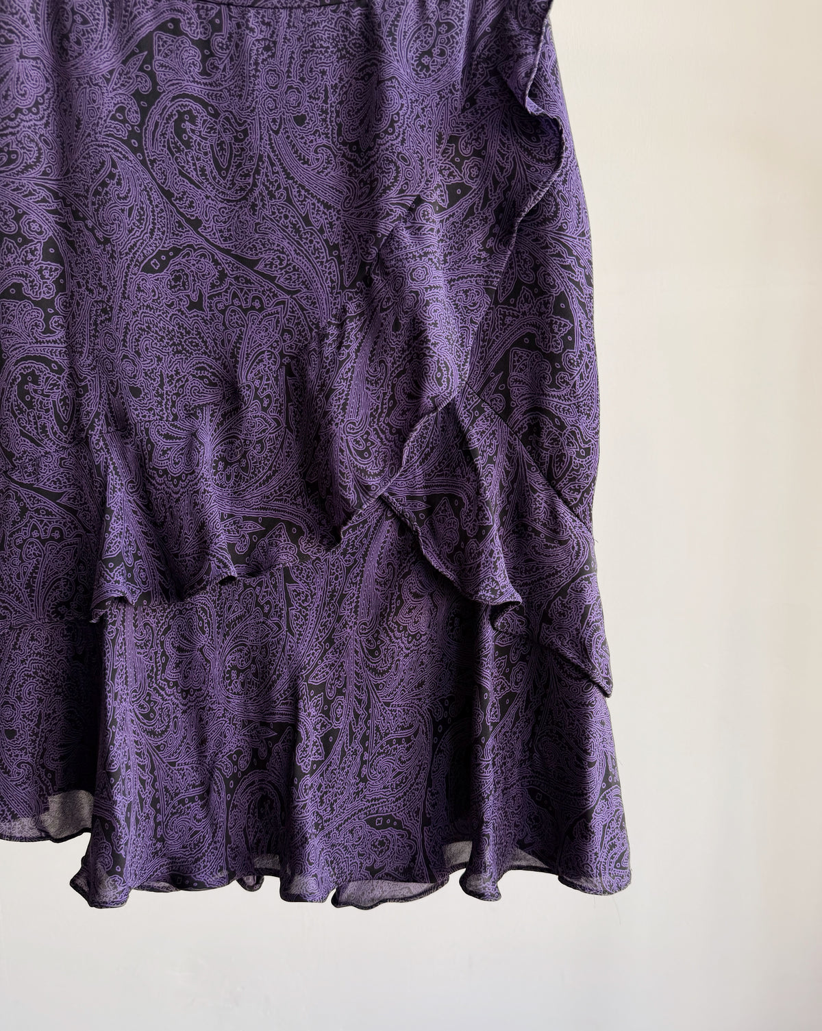 Purple Silk Paisley Flutter Skirt