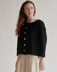Black Textured Fringe Cotton Cardigan - Hey Jude
