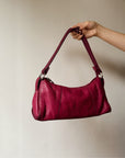 Raspberry Leather Baguette Purse