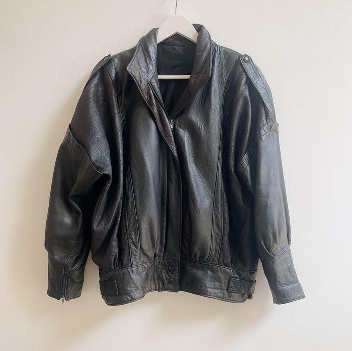 Tourmaline Leather Bomber Jacket