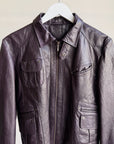 Eggplant Leather Utility Jacket