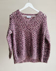 Plum Knit V-Neck Pullover