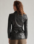 Soft Black Belted Minialist Leather Jacket - Hey Jude