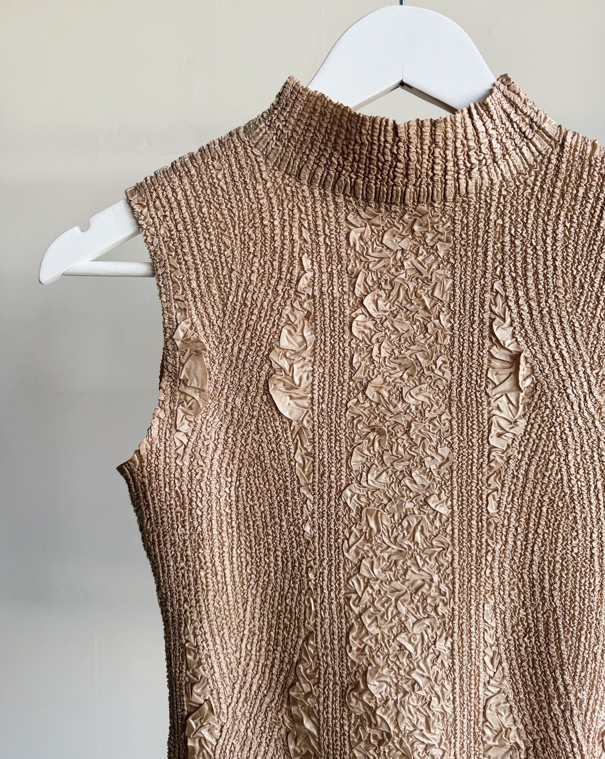 Champagne Crinkle Mock Neck