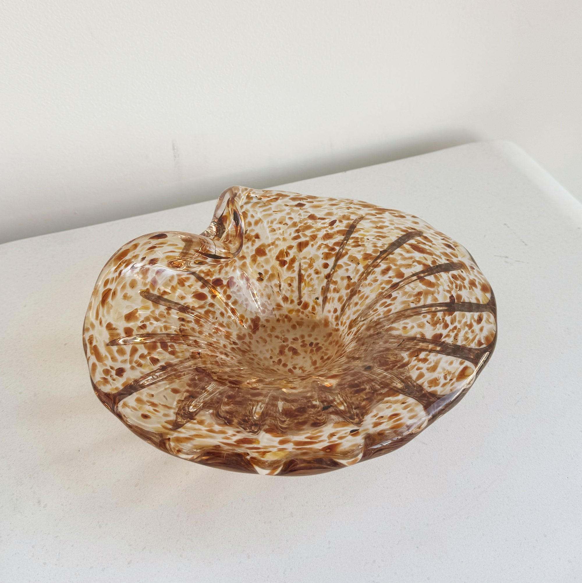Speckled Blown Glass Art Dish