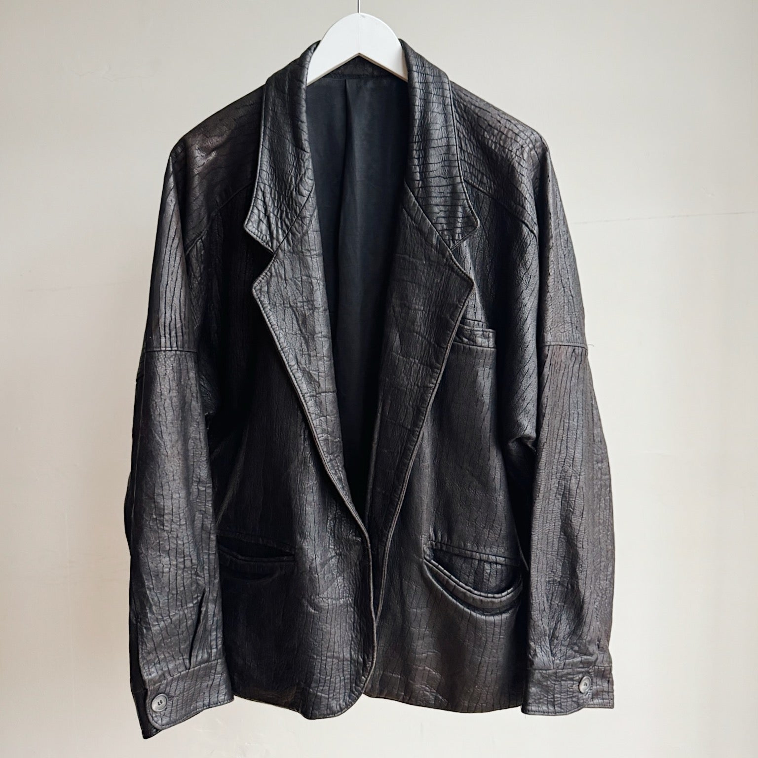 Carbon Embossed Leather Blazer Jacket - Hey Jude