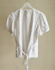 White Daisy Cotton Wrap Blouse