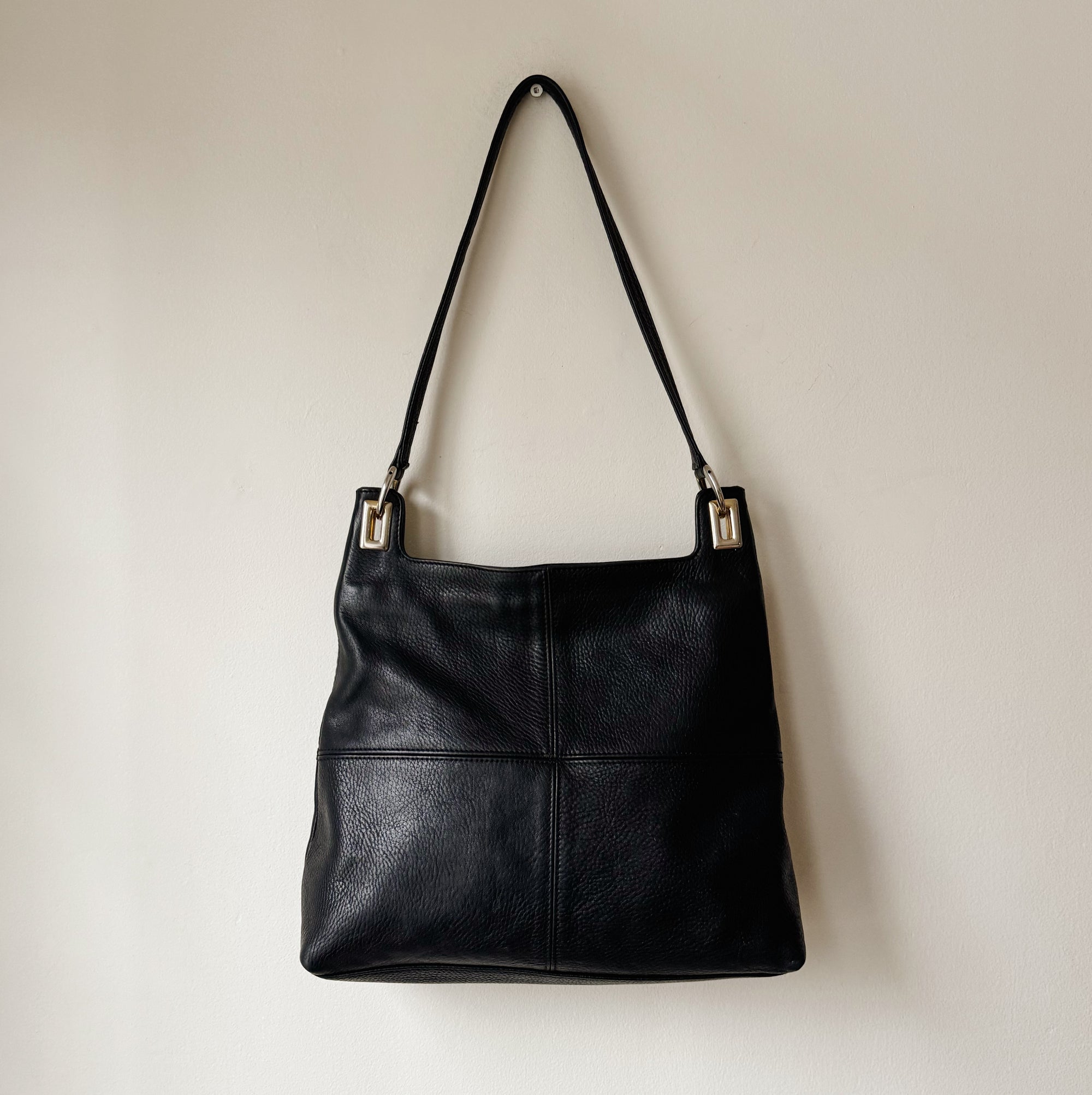Ebony Leather Panel Shoulder Bag - Hey Jude