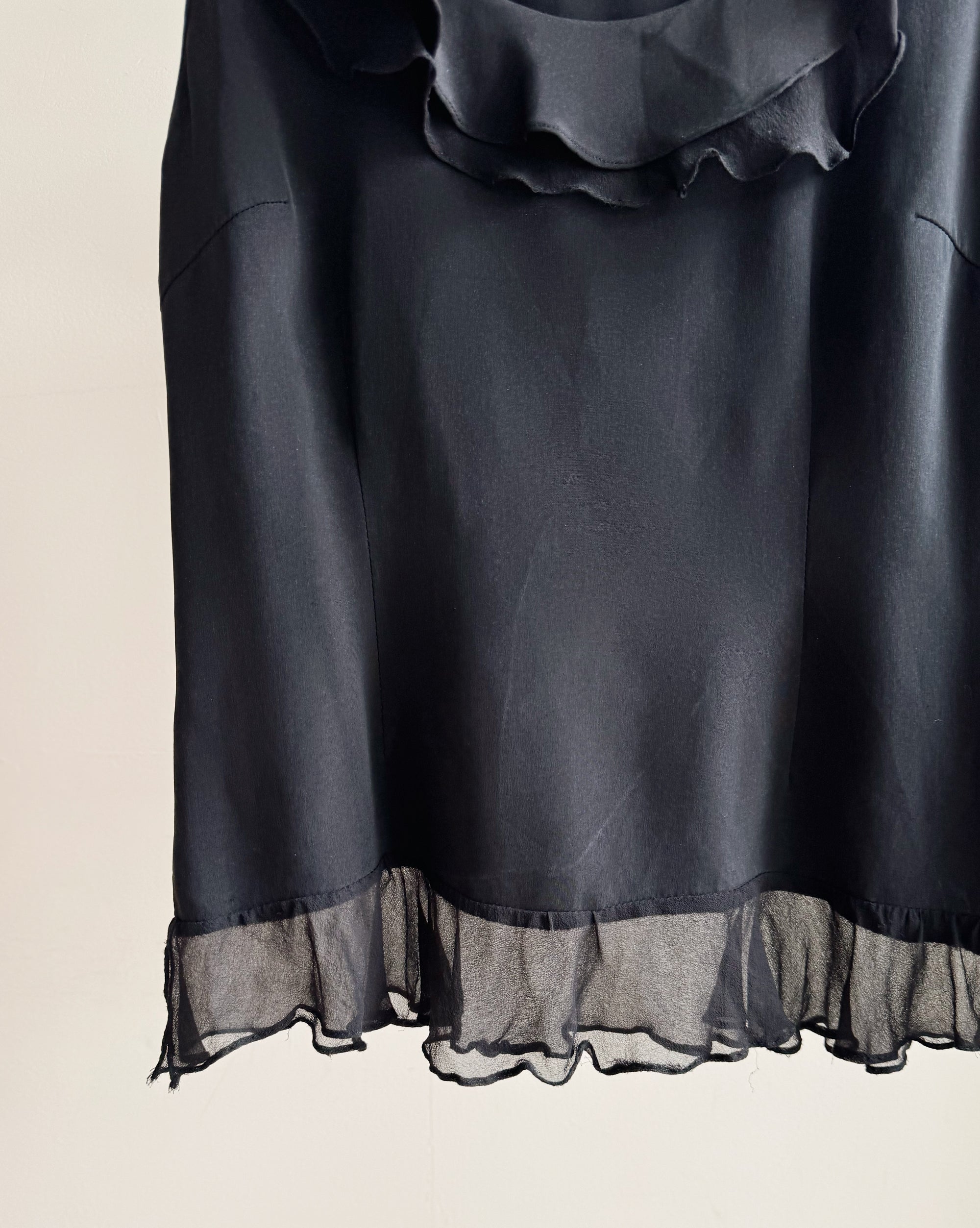 Black Silk Ruffle Tank - Hey Jude