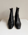 Black Leather Pointed Ankle Boots | Size 7