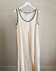 Cream Linen Split-Front Dress