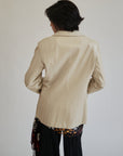 Cream Leather Blazer Jacket