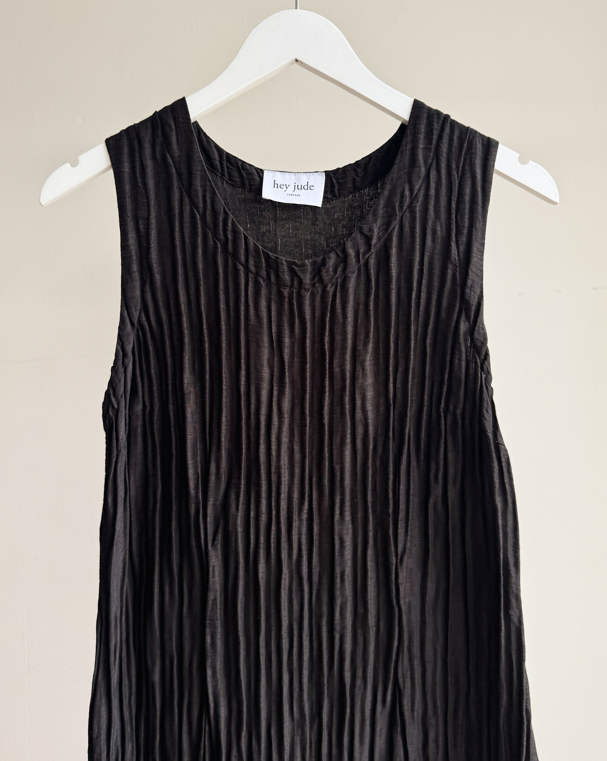 Onyx Silk + Linen Textured Dress