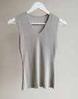 Silver Glitter V-Neck Top