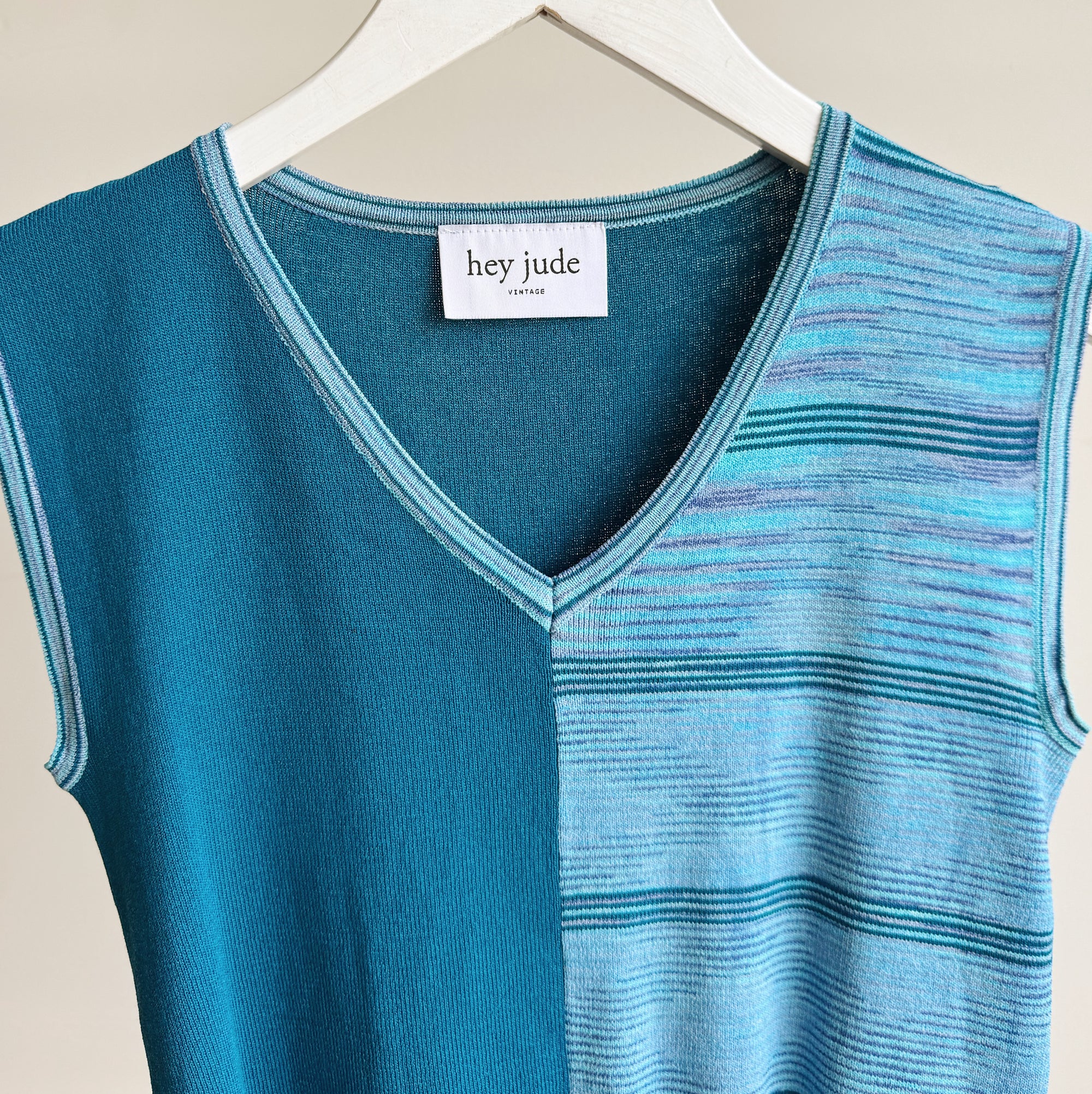 Tonal Teal Knit Vest Top