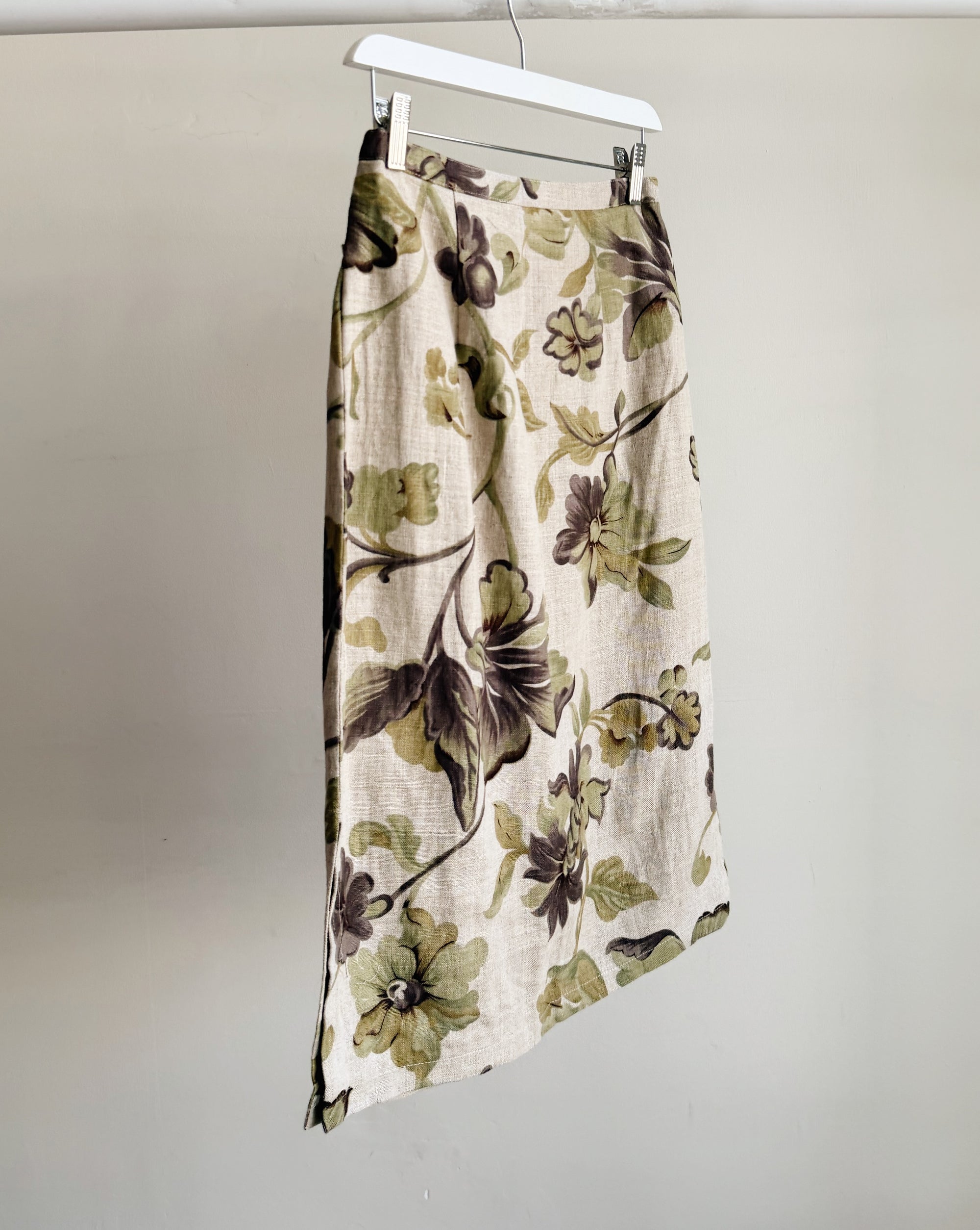 Botanical Linen Midi Skirt