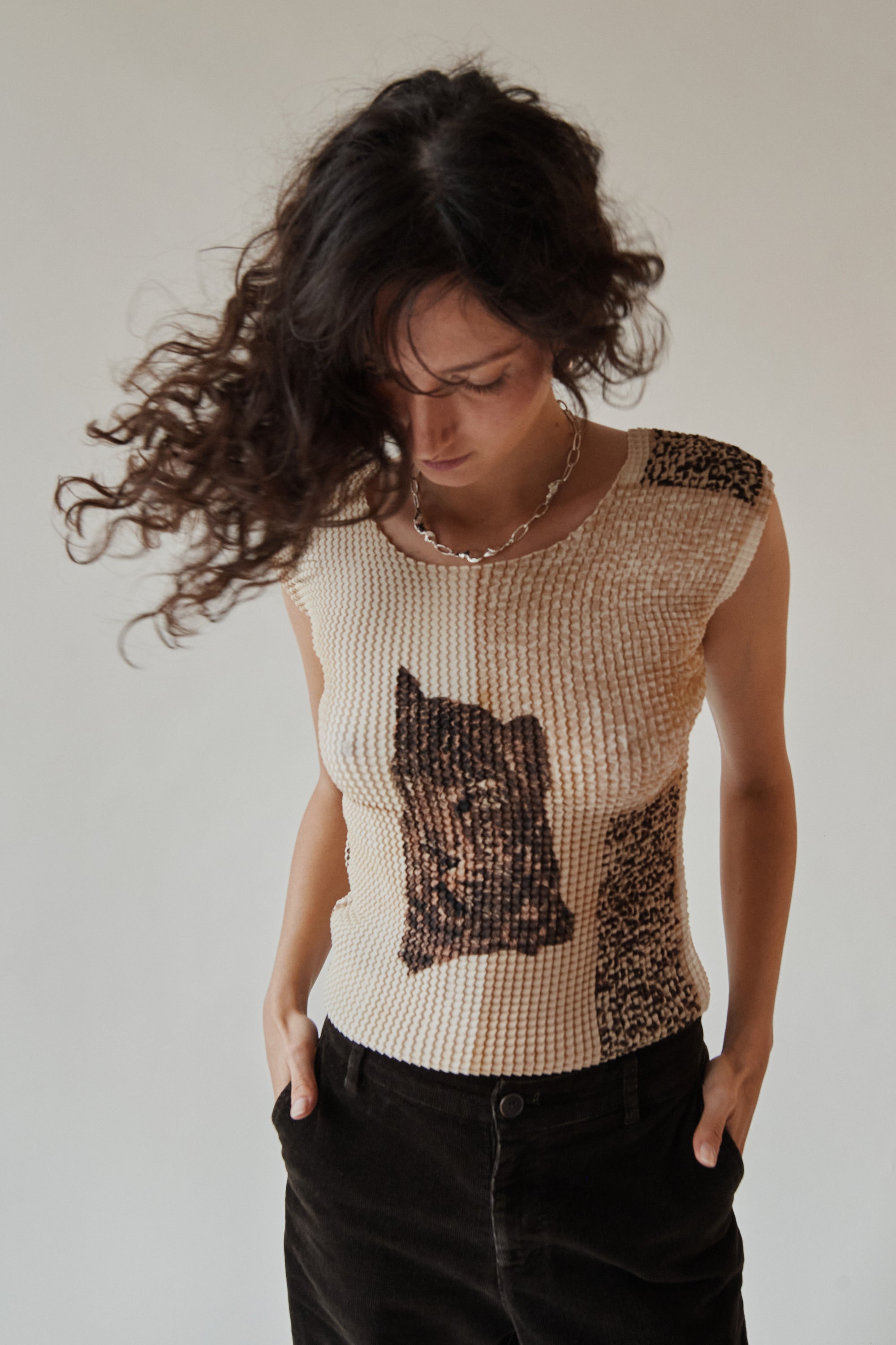 Leopard Motif Pleat Tank