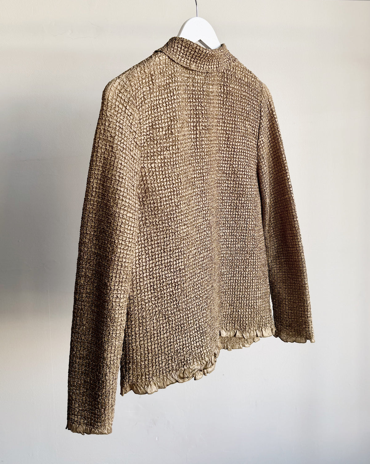 Taupe Crinkle Flower Long Sleeve