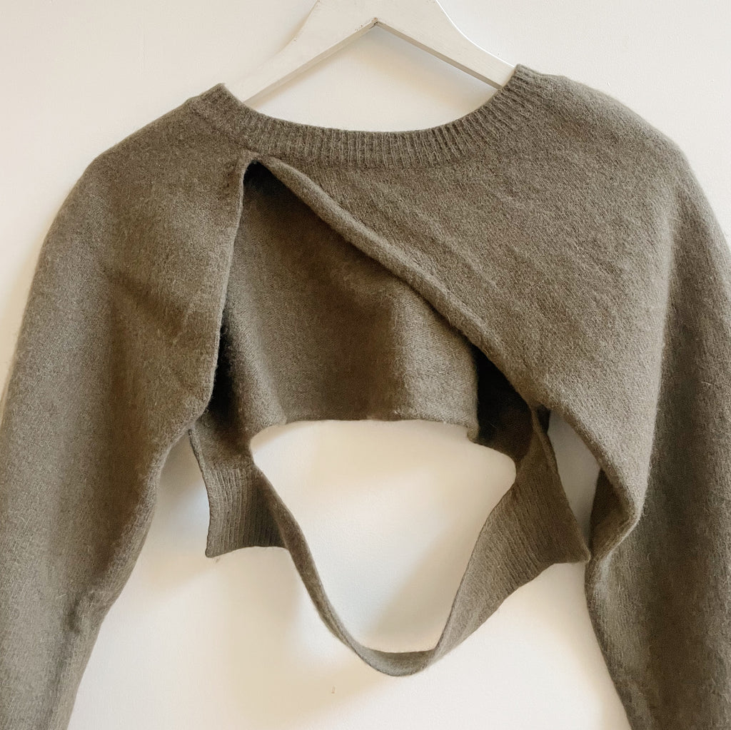 Moss Lambswool Cropped Sweater