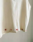 Cream Embroidered Floral Silk Top