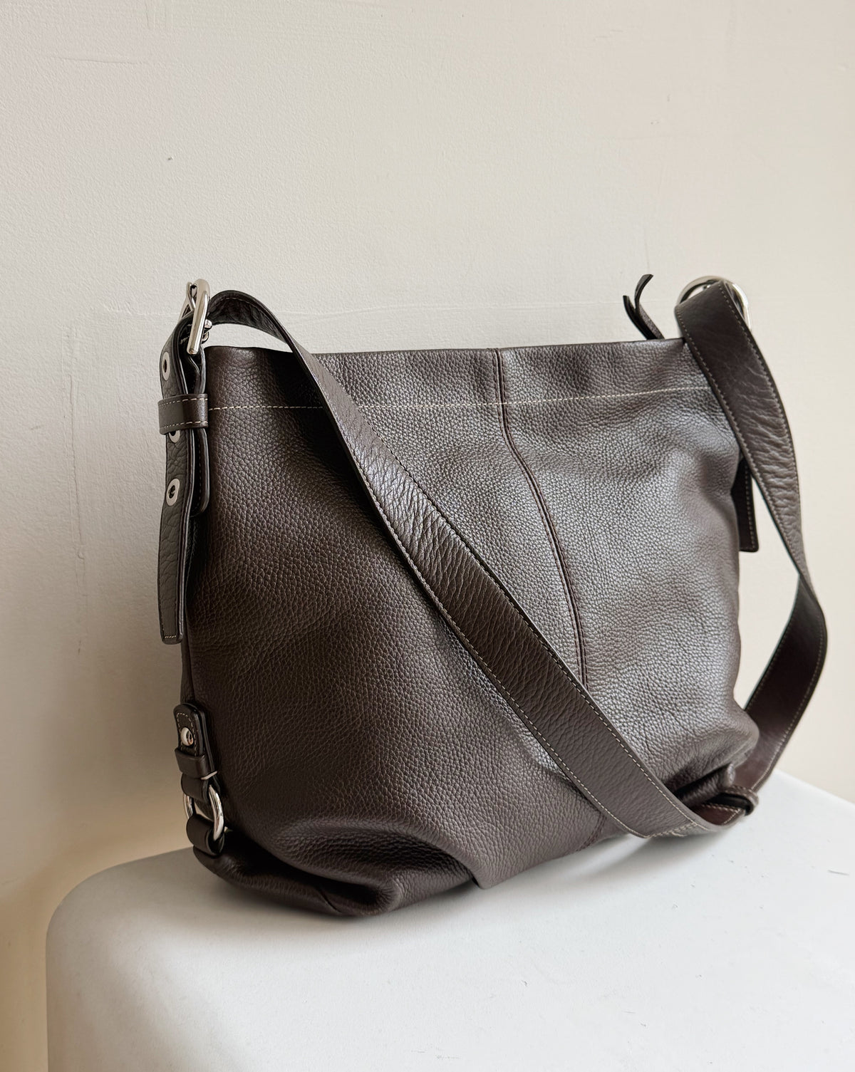Coach Cool Brown Pebbled Leather Hobo Bag