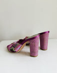 Magenta Paisley Satin Knotted Mules | Size 6