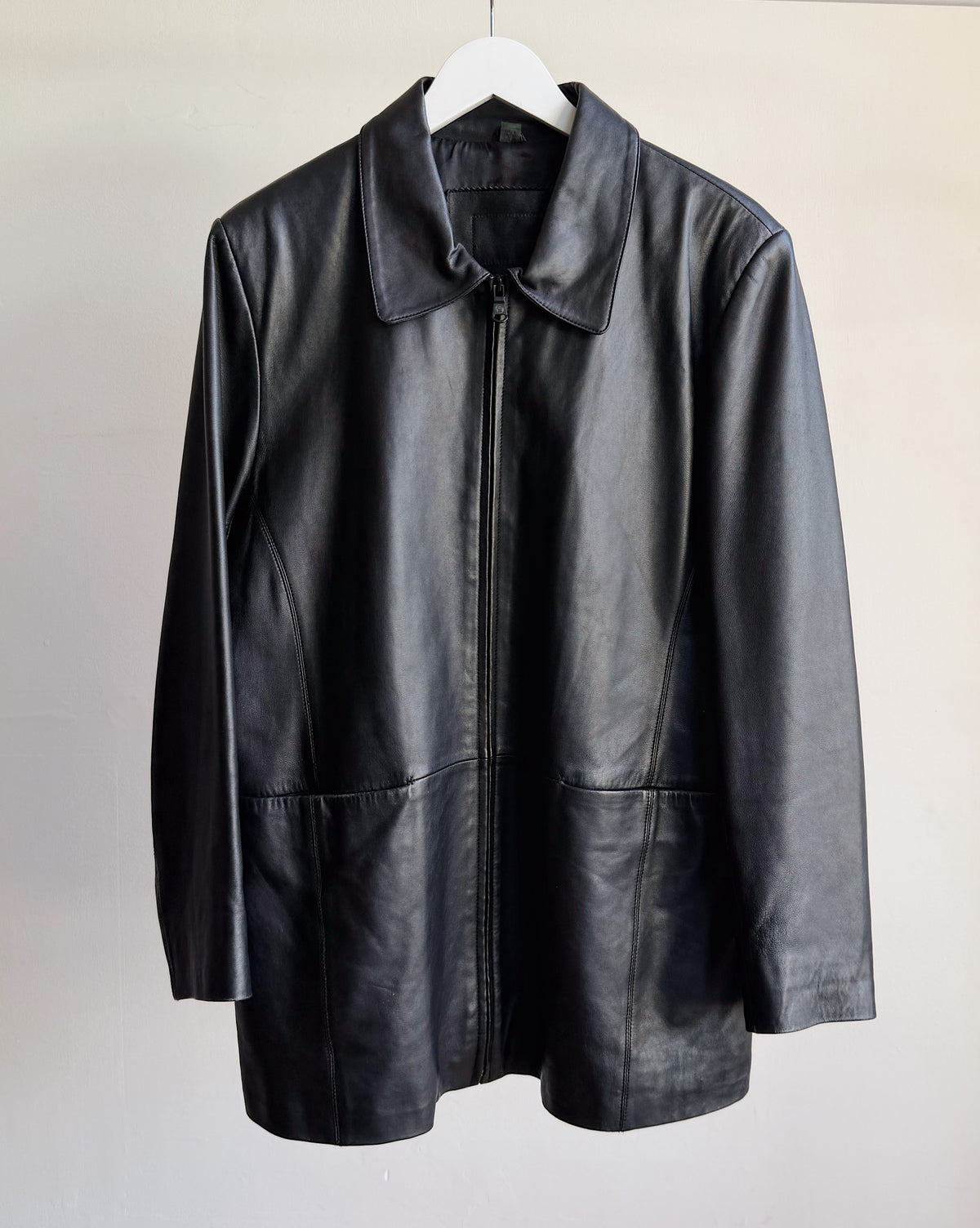 Soot Zip Leather Jacket - Hey Jude