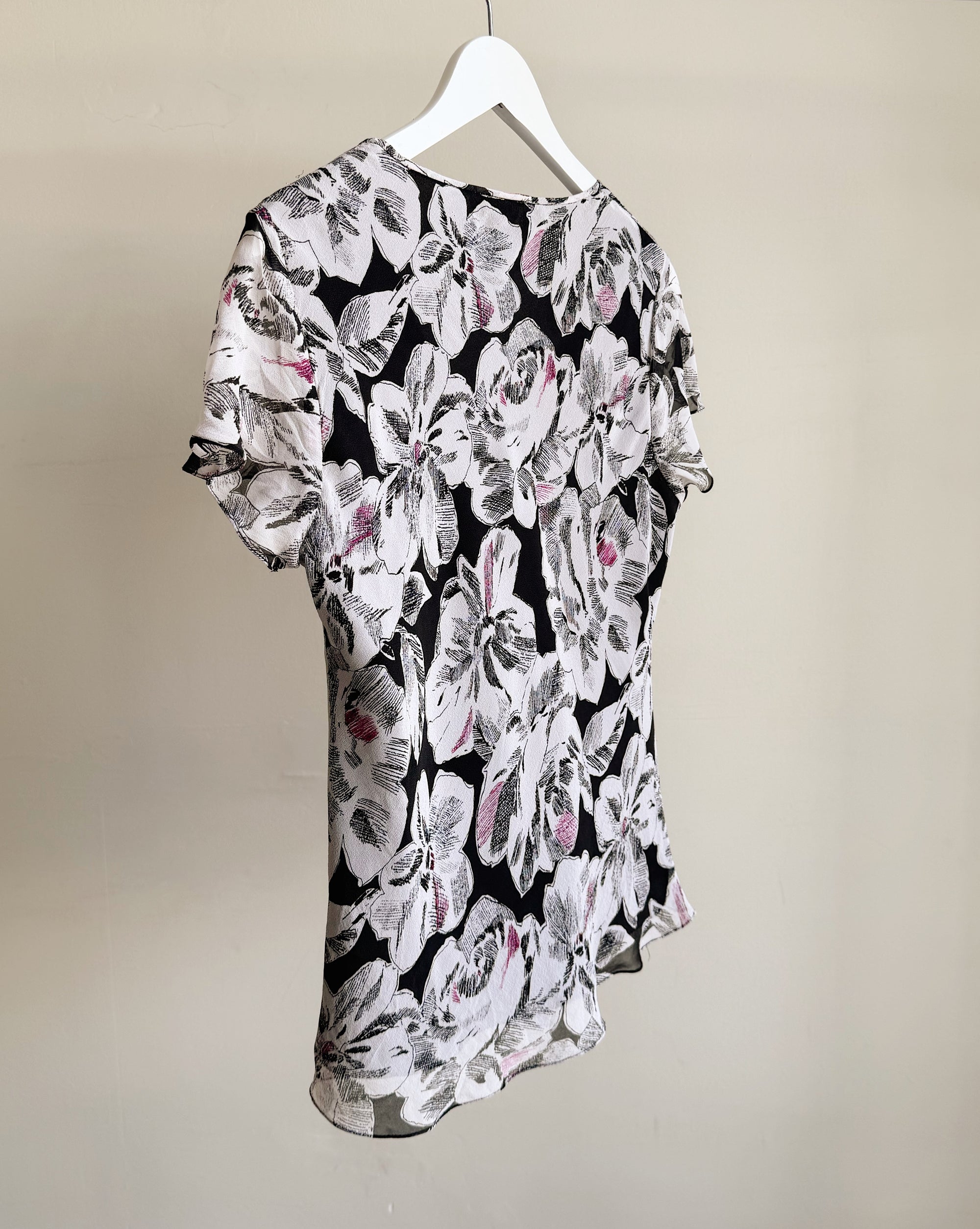 Monochrome Floral Silk Top