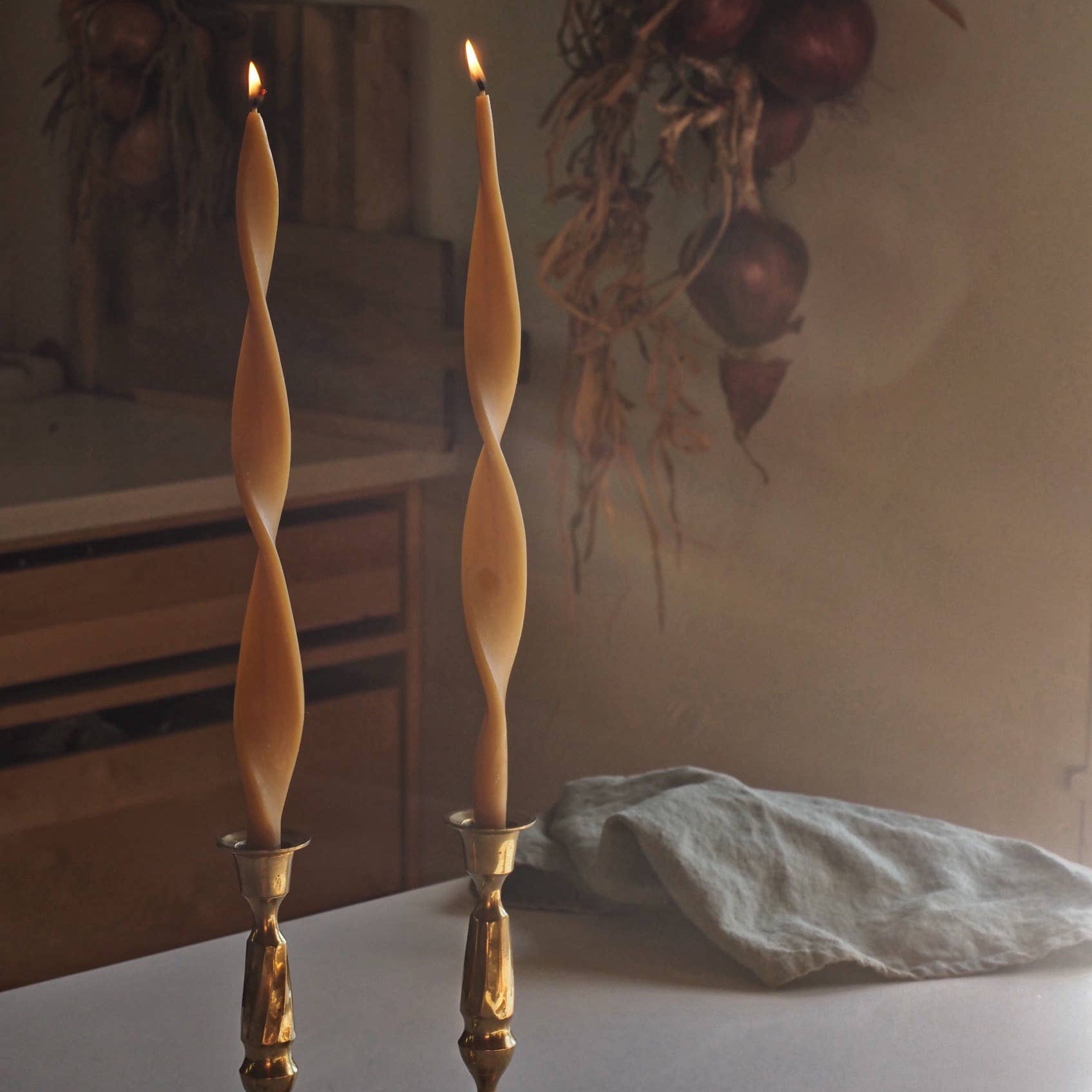 Woven | Pair of Ribbon Taper Candles - Hey Jude