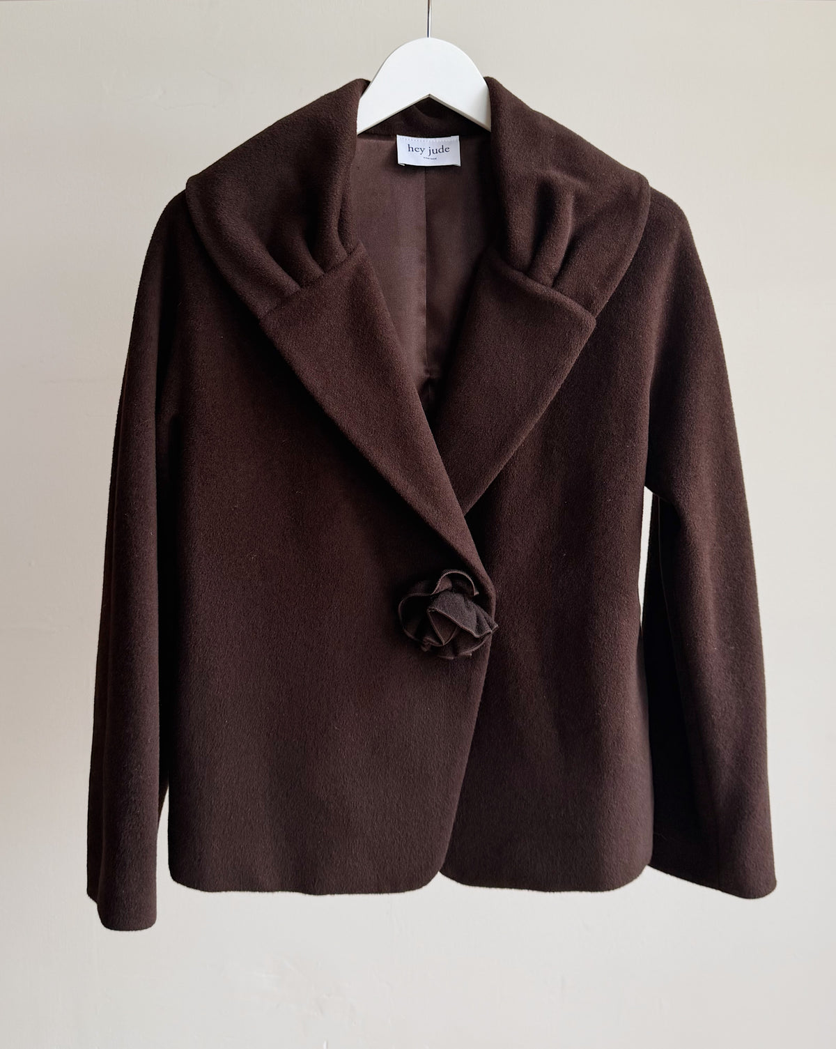 Mocha Cashmere Rosette Jacket - Hey Jude