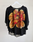 Black Sheer Silk Y2K Cape Top