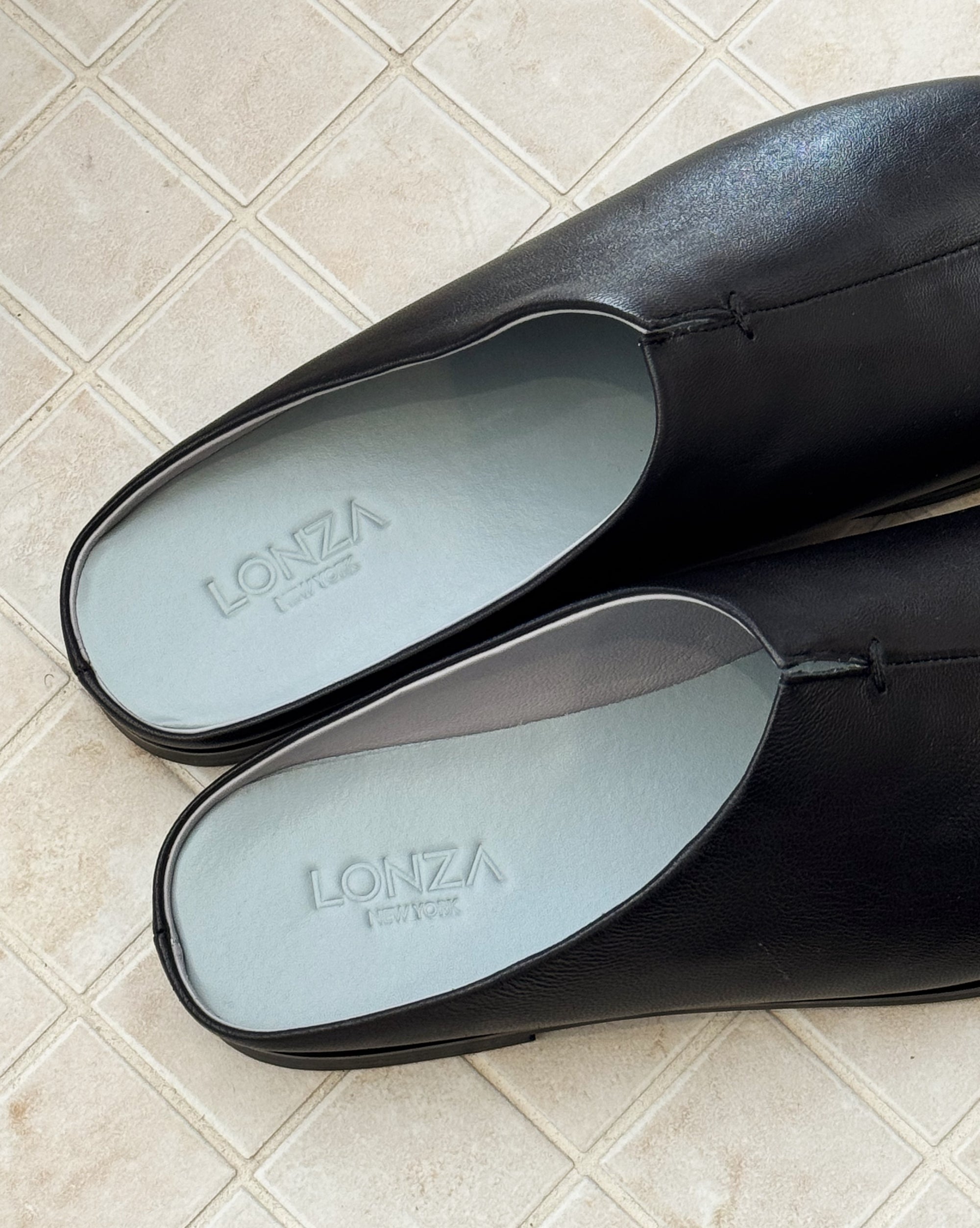 Lonza | Corfu Leather Mules in Black - Hey Jude