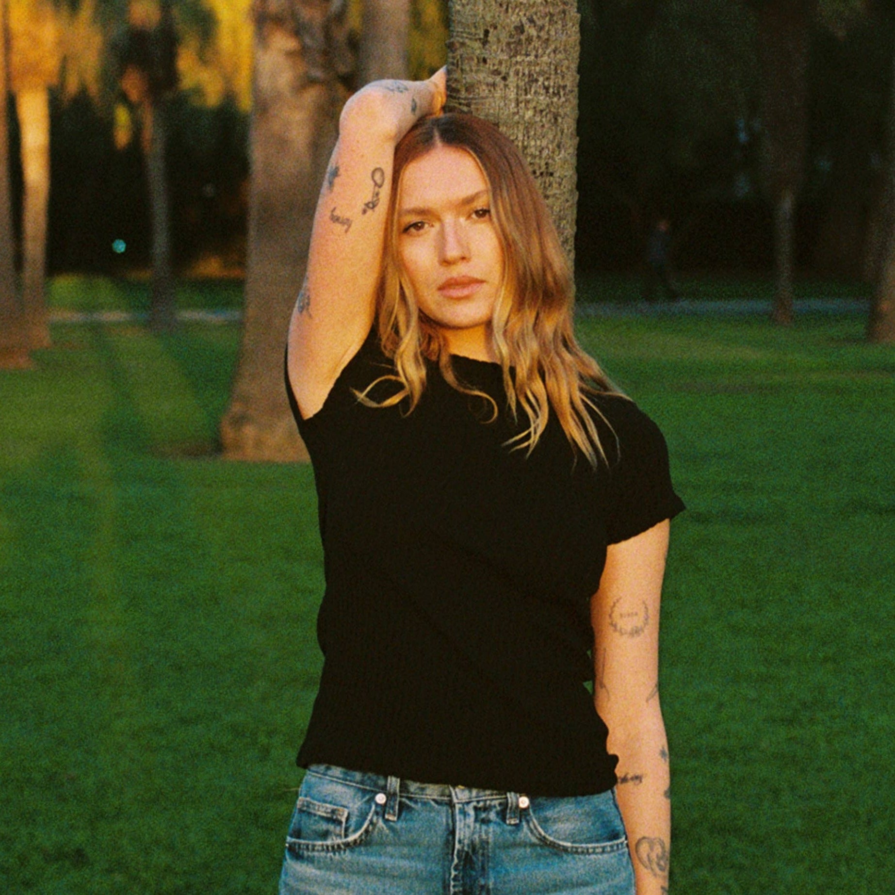 LA Relaxed | Pointelle Tee in Black