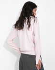 Cubic | Wool Funnel Neck Knit Cardigan in Pink