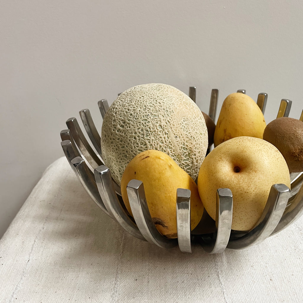 Silver Sculptural Fruit Bowl