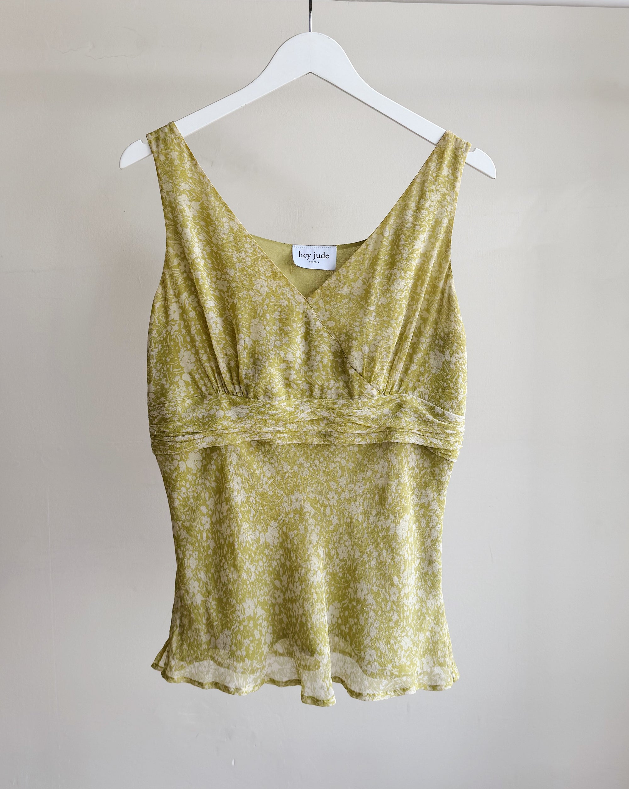 Avocado Silk Floral V-NeckTank