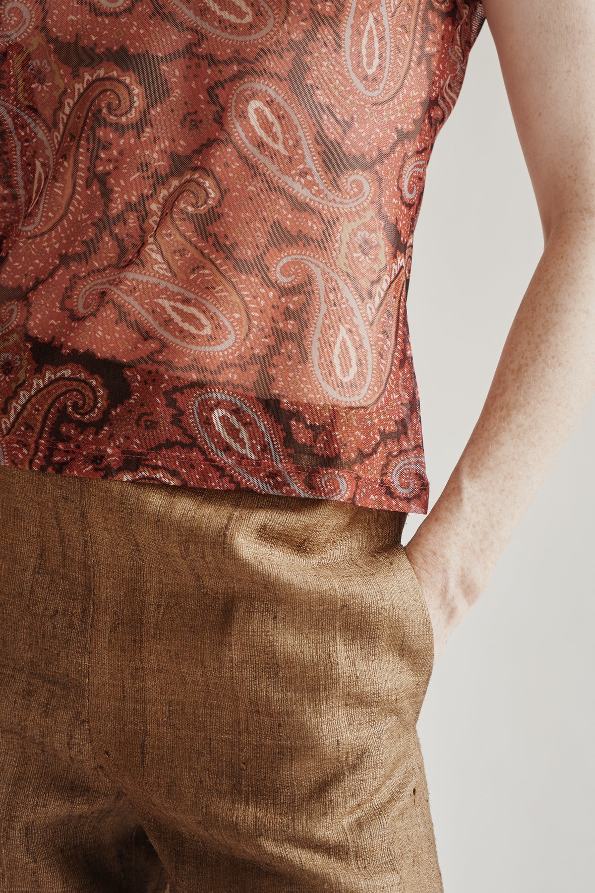 Red Sheer Paisley Tee