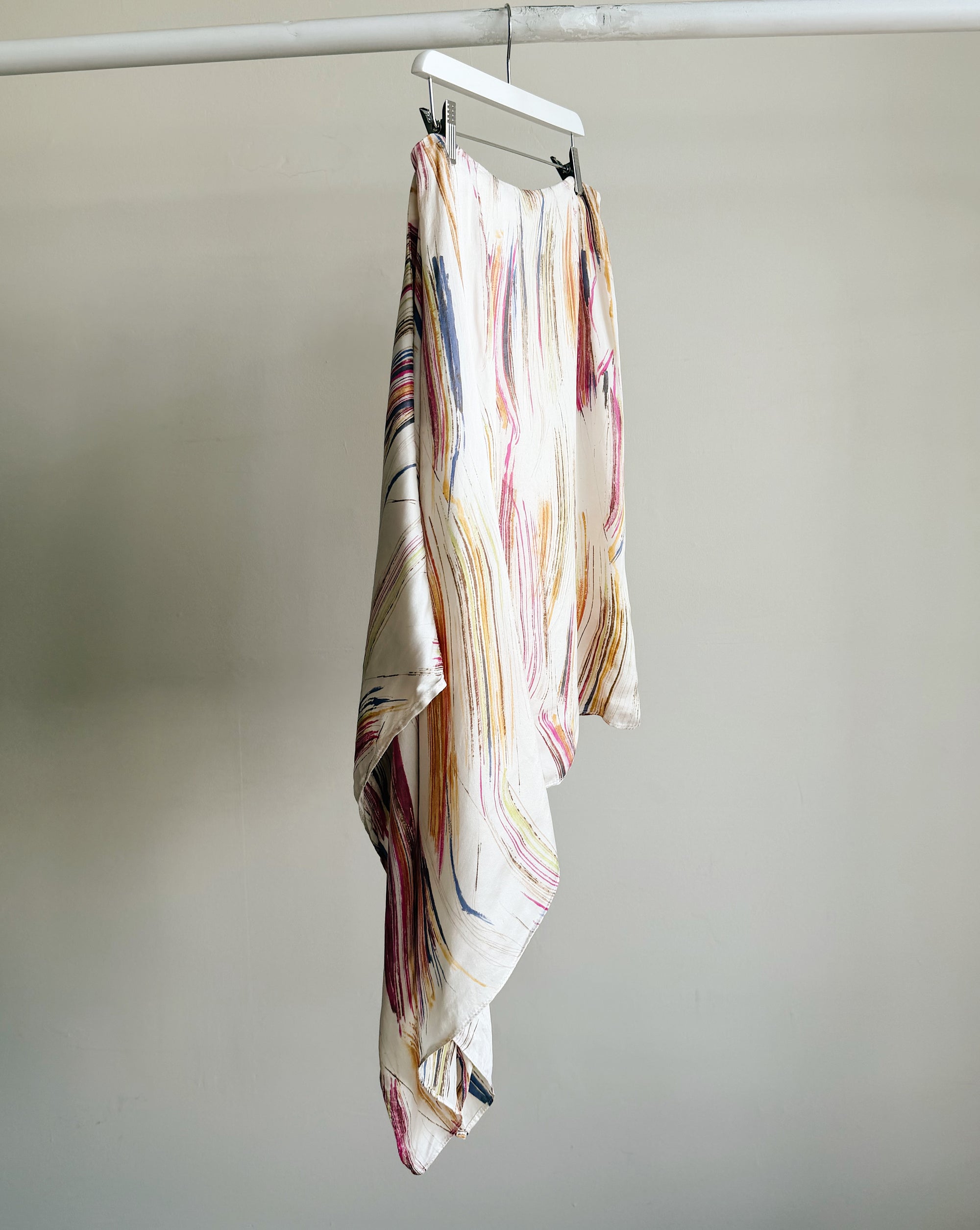 Abstract Asymmetrical Silk Skirt