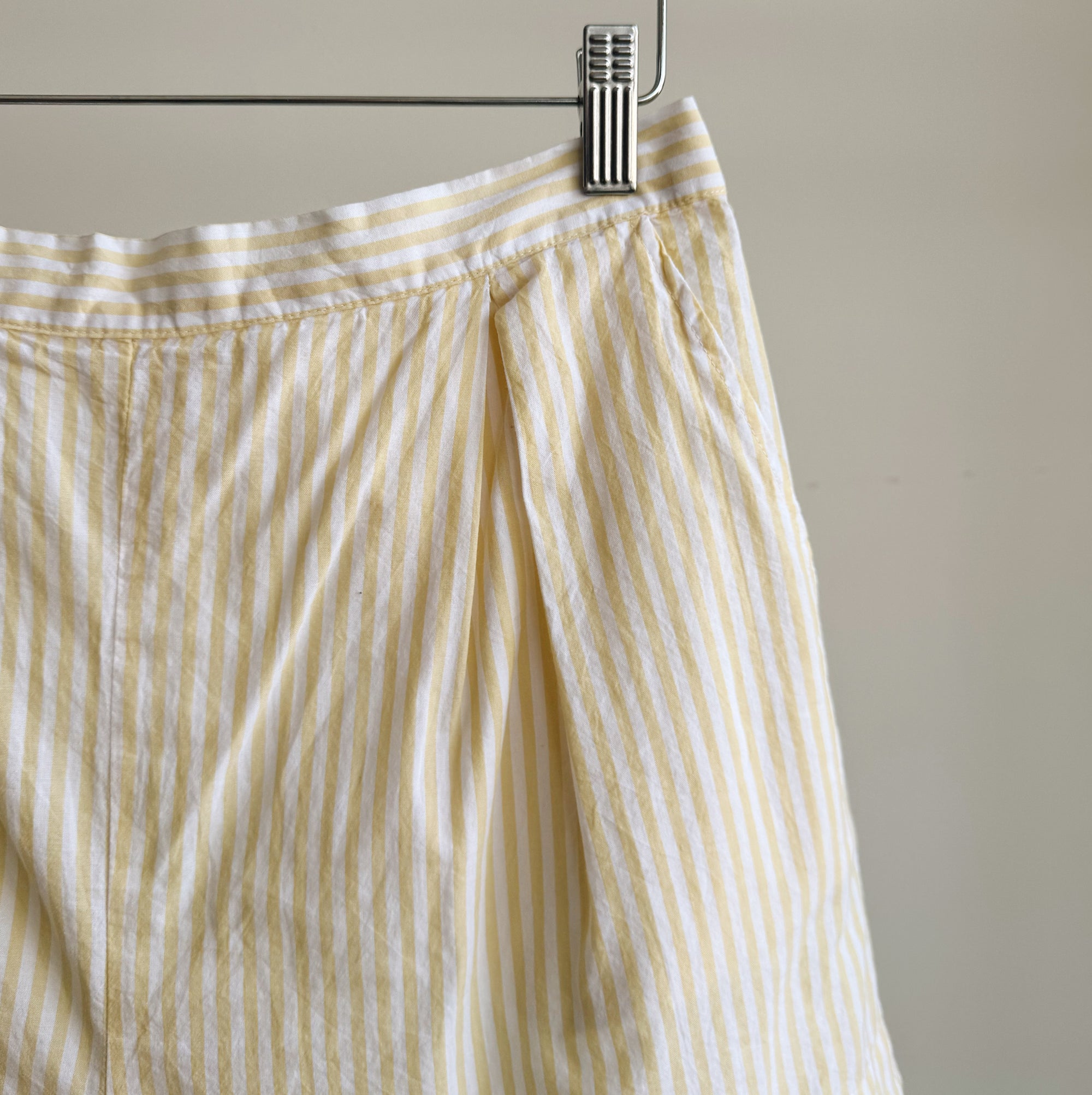 Lemon Stripe Pleat Shorts