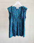 Indigo Floral Silk Structural Blouse