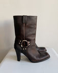 Espresso Leather Harness Boots | Size 9