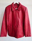 Crimson 90s Leather Zip Jacket