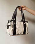 Ivory + Black Mini Duffle Purse