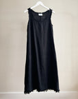 Ink Linen Fringe Hem Dress