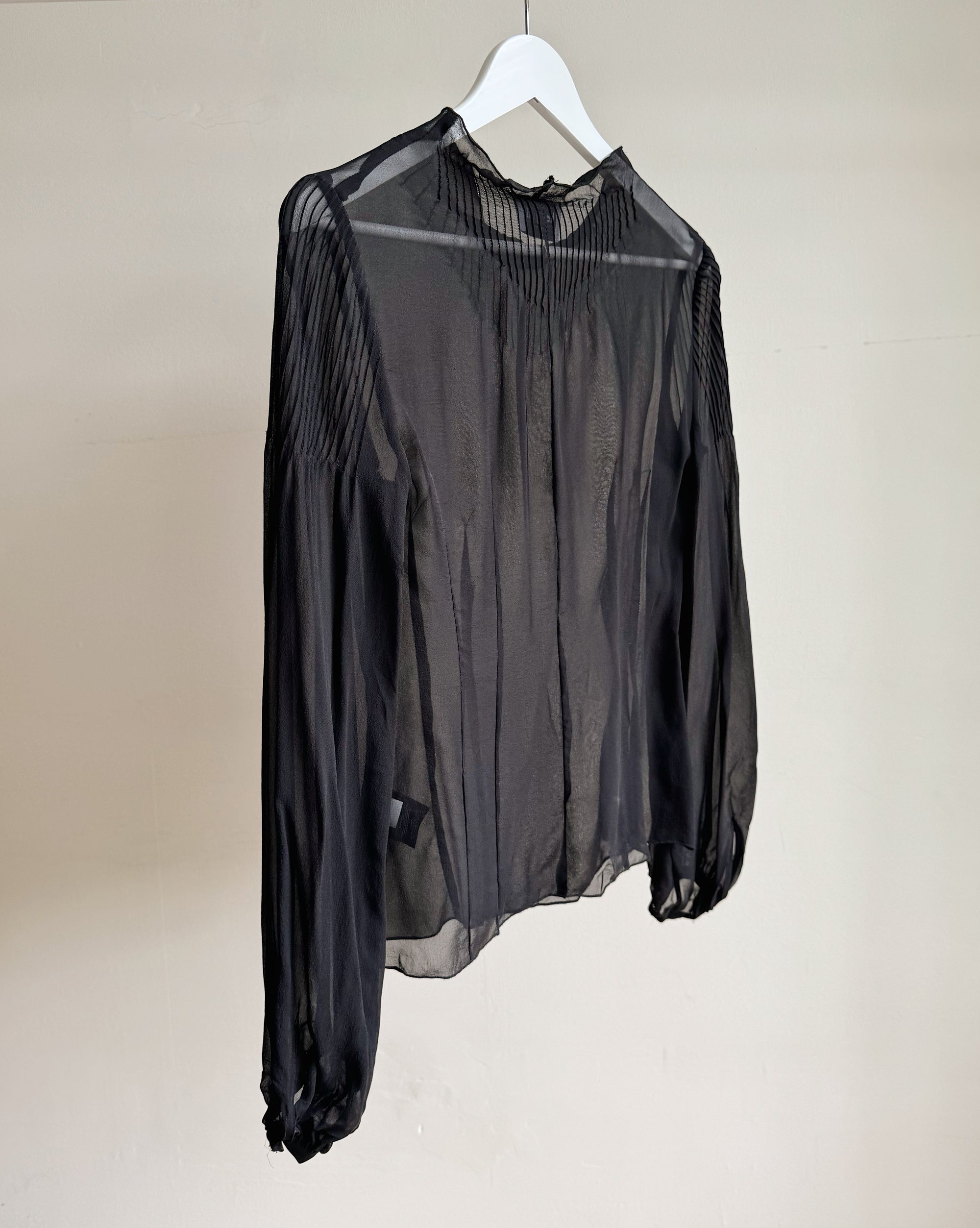 Onyx Sheer Pleated Silk Blouse - Hey Jude