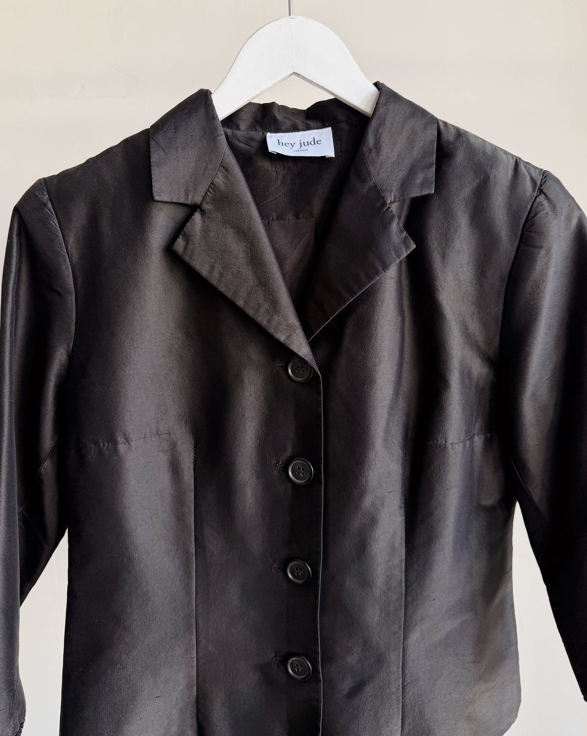 Black 3/4 Sleeve Silk Jacket