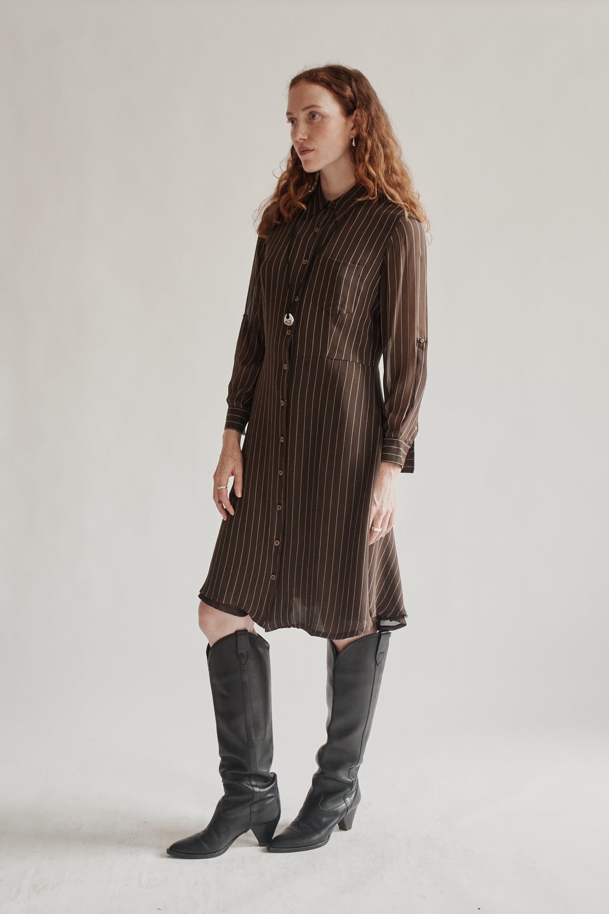 Cedar Striped Silk Shirt Dress