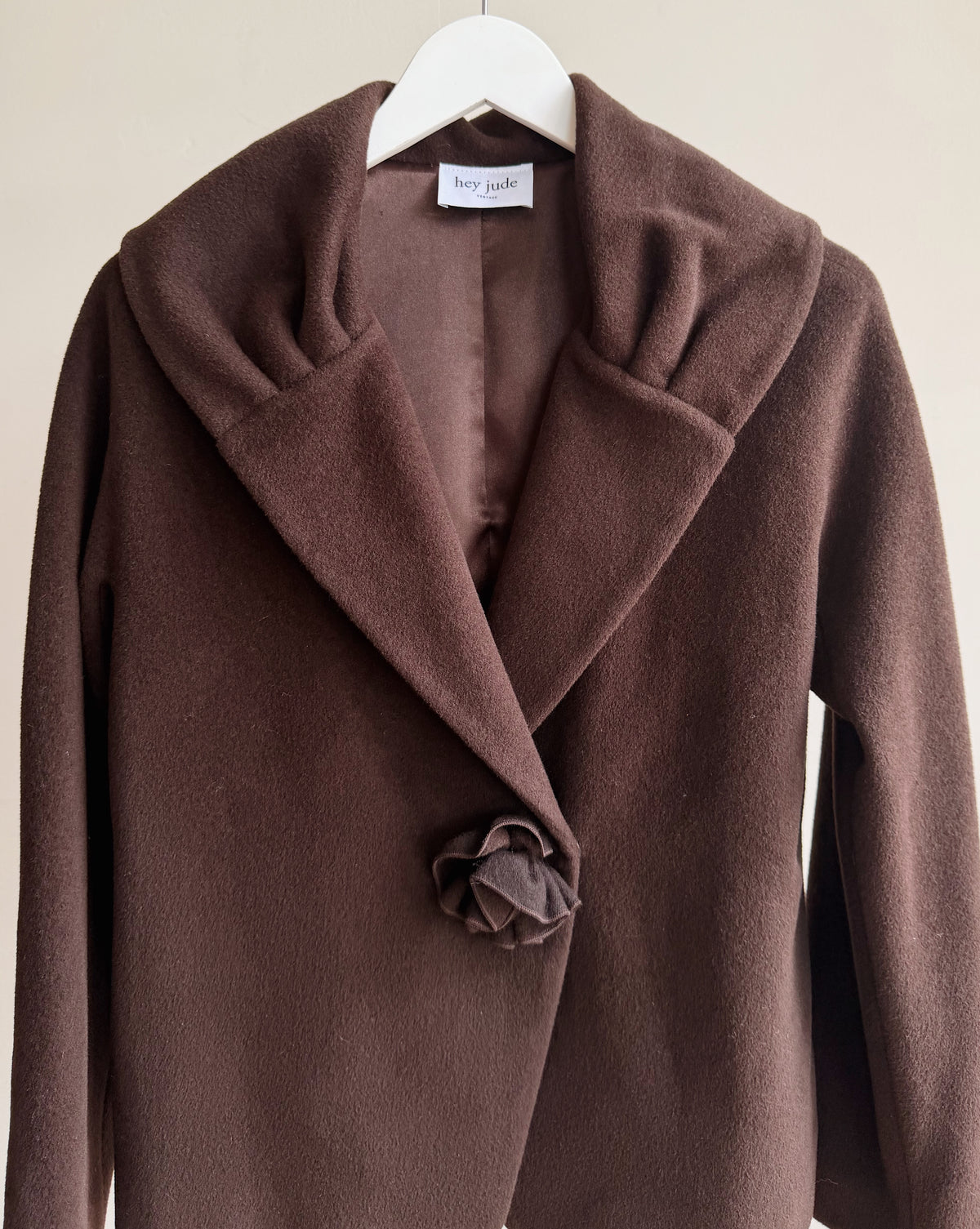 Mocha Cashmere Rosette Jacket - Hey Jude