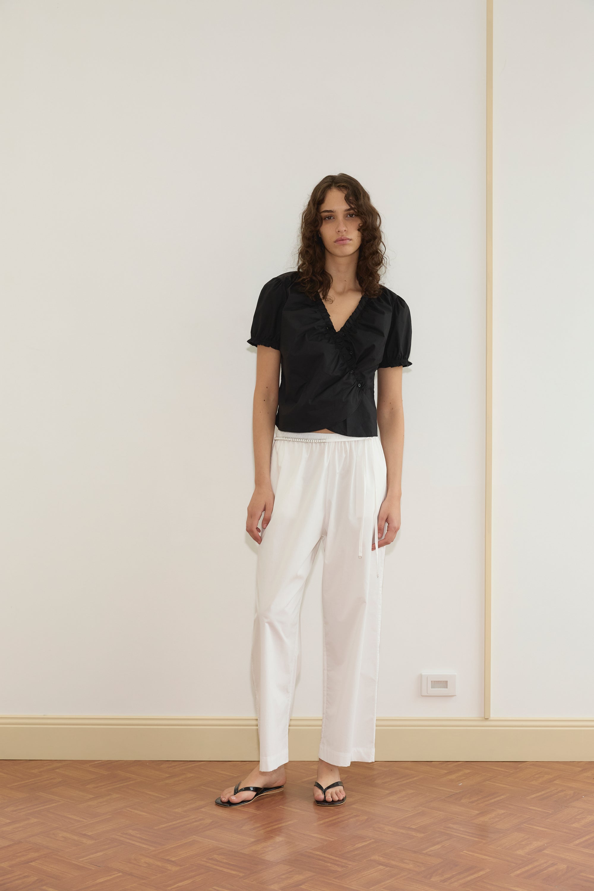 Deiji Studios | Cross Frill Top in Black - Hey Jude