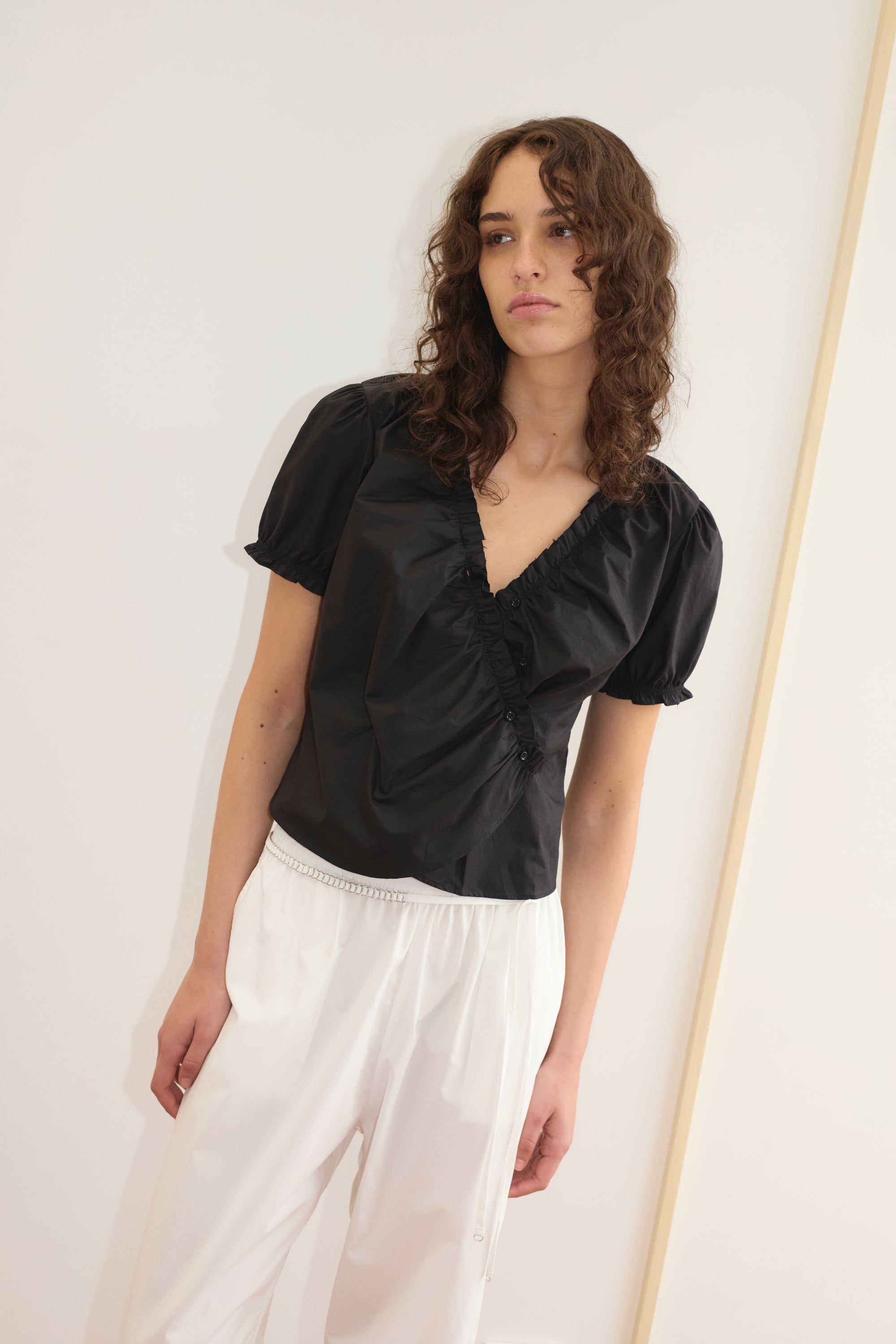 Deiji Studios | Cross Frill Top in Black - Hey Jude